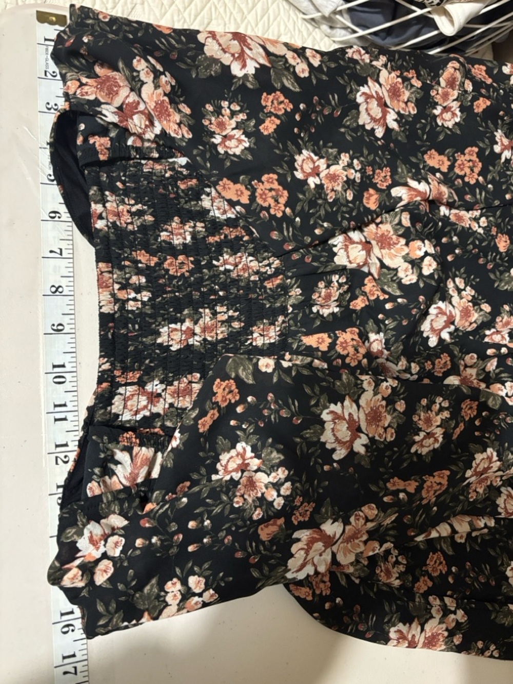 Abercrombie & Fitch Black Floral Dress Babydoll Mini Size Medium Long Sleeve Y2K - Picture 11 of 13